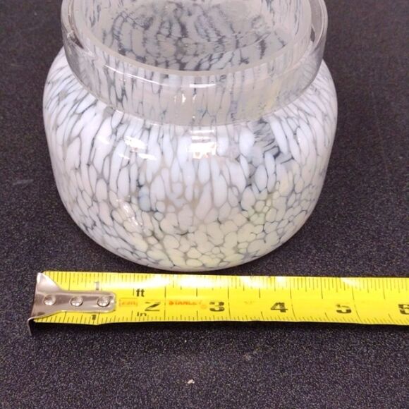Anthropologie Glass White Crackled Lidded Jar Trinket Vanity Container - Picture 7 of 7